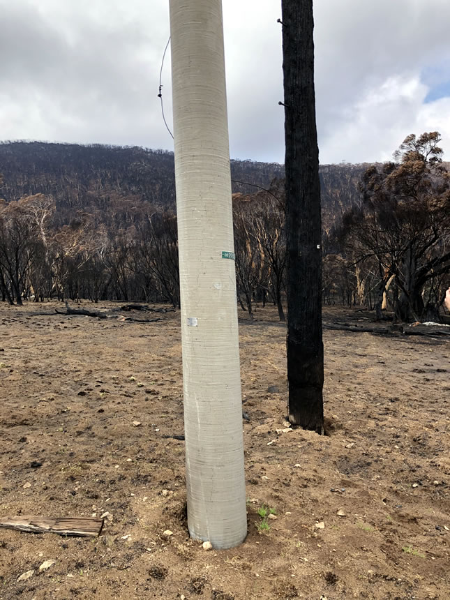 Wood Power Poles replaced with Poletech FIRE Resistant Composite Power Poles in 2020.